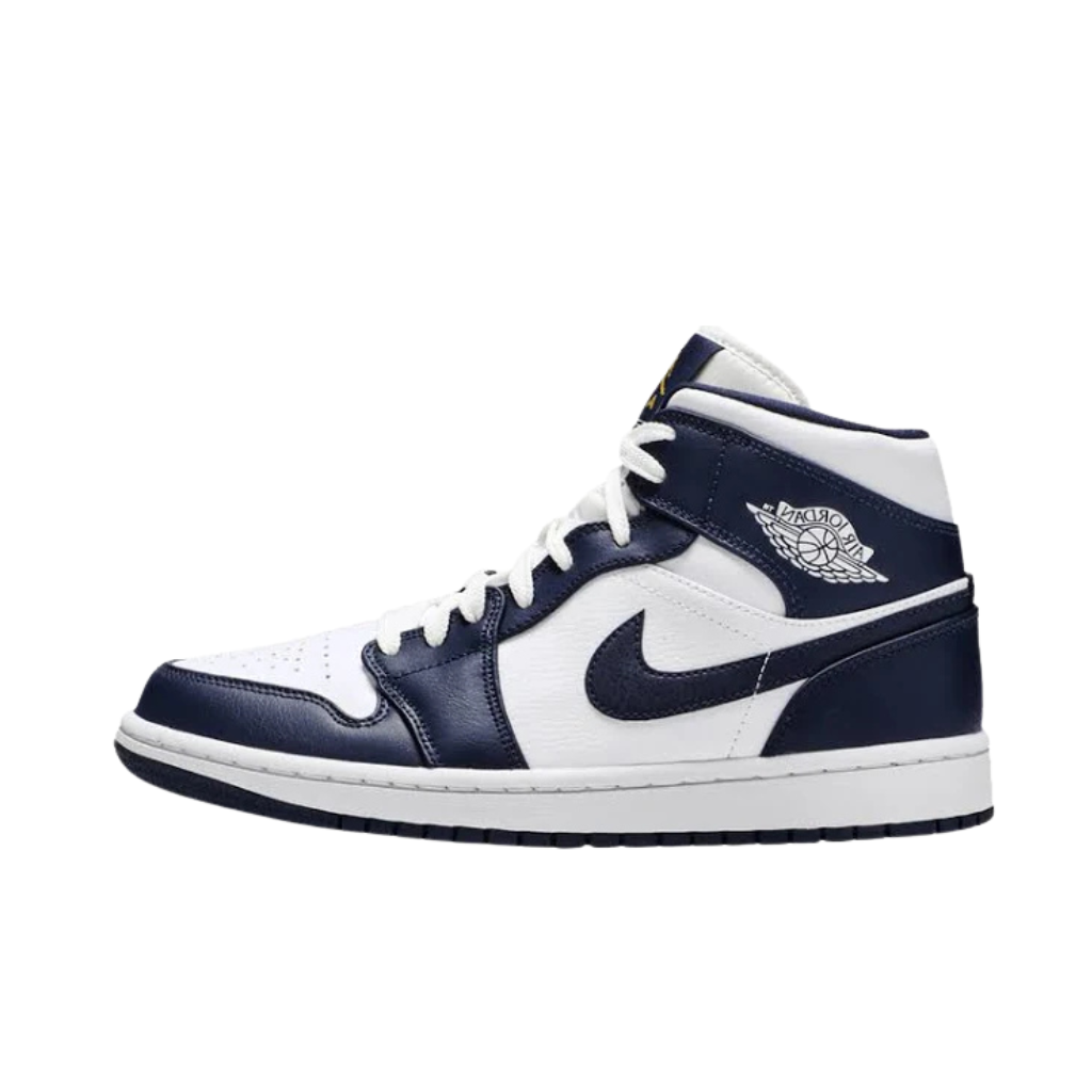 Air Jordan 1 Mid White Metallic Gold Obsidian
