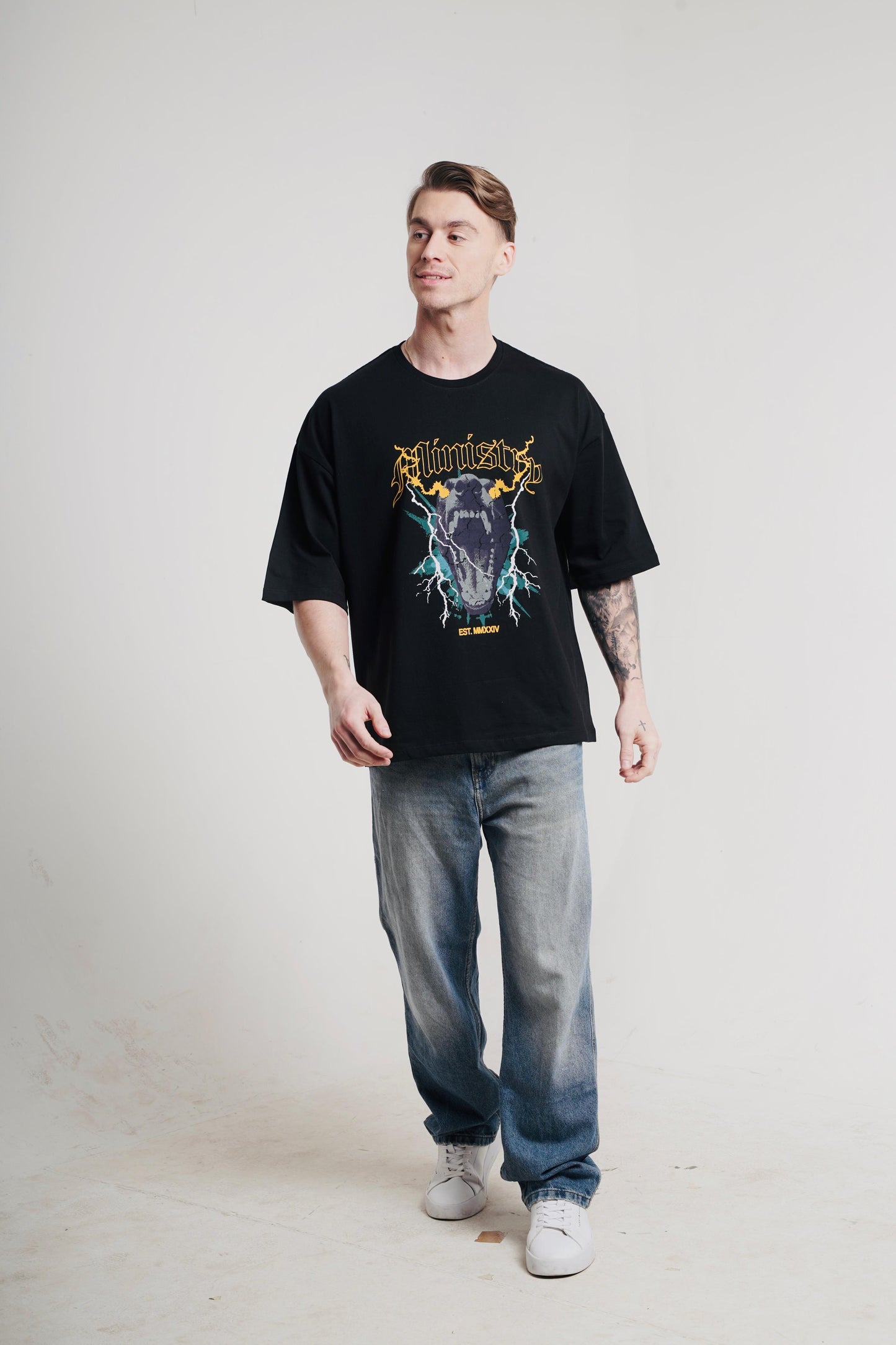 Dog With Thunder Black Tee