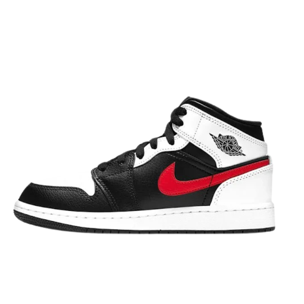 Jordan 1 Mid White Black Chile Red