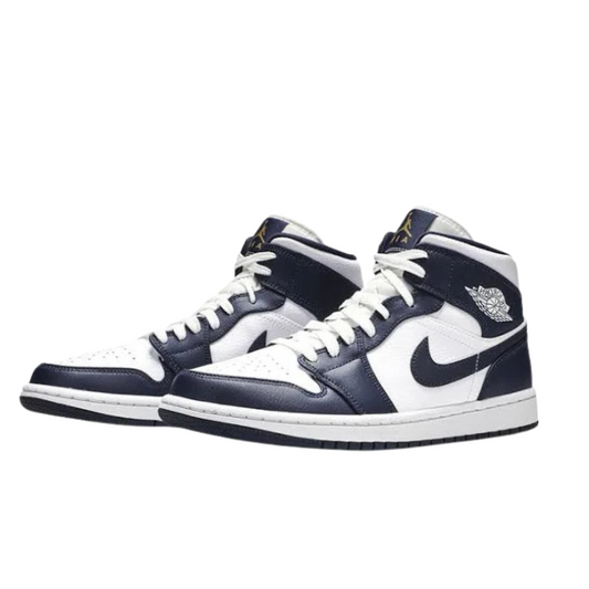 Air Jordan 1 Mid White Metallic Gold Obsidian