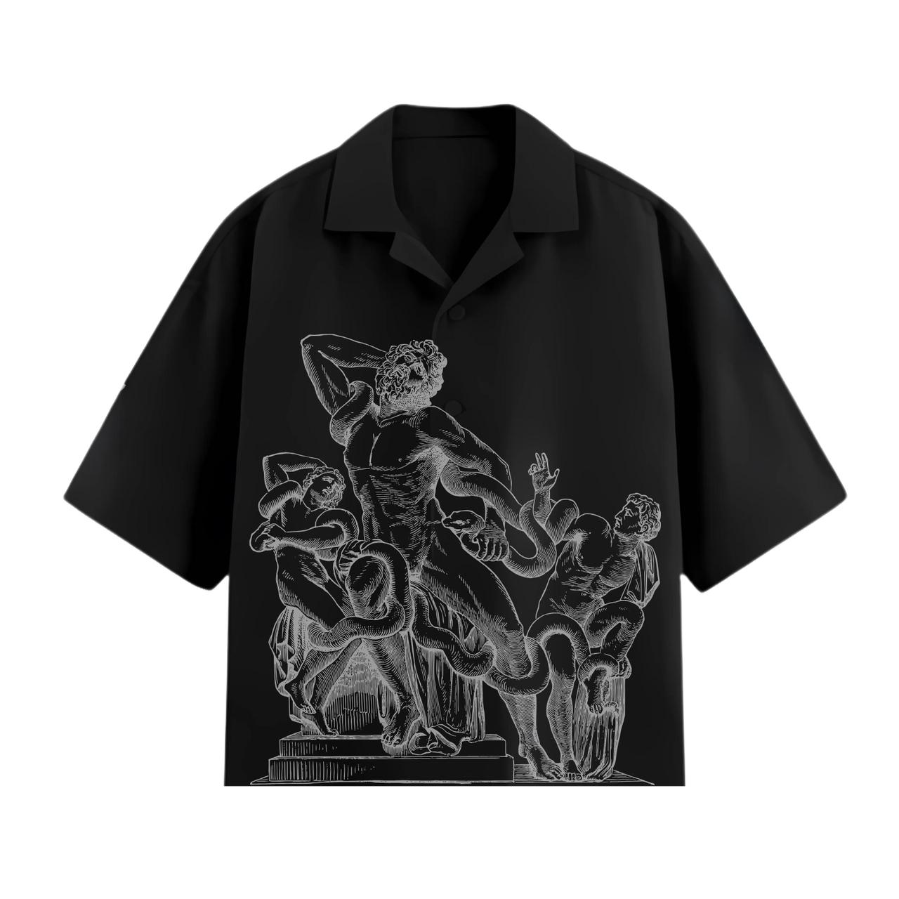 BLACK UNISEX COLLAR TEE