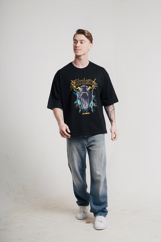 Dog With Thunder Black Tee