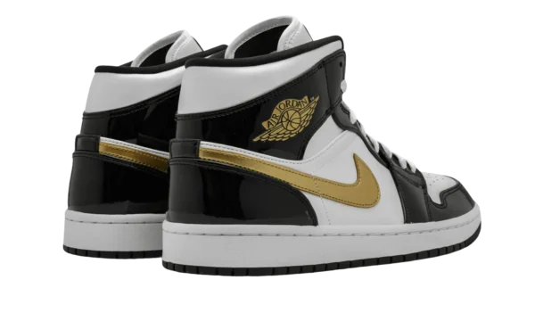 Jordan 1 Mid Patent Black White Gold - Image 3