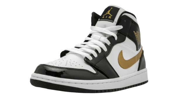 Jordan 1 Mid Patent Black White Gold - Image 5