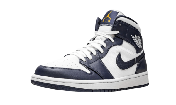 Air Jordan 1 Mid White Metallic Gold Obsidian - Image 3