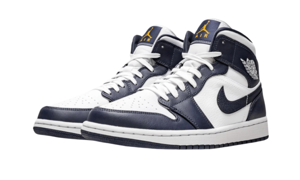 Air Jordan 1 Mid White Metallic Gold Obsidian - Image 2