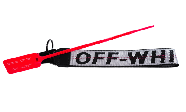 Off-White Keychain, White & Black Canvas