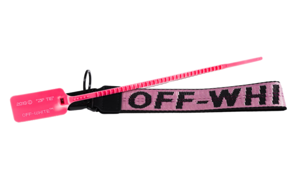 Off-White Keychain, Pink & Black Canvas